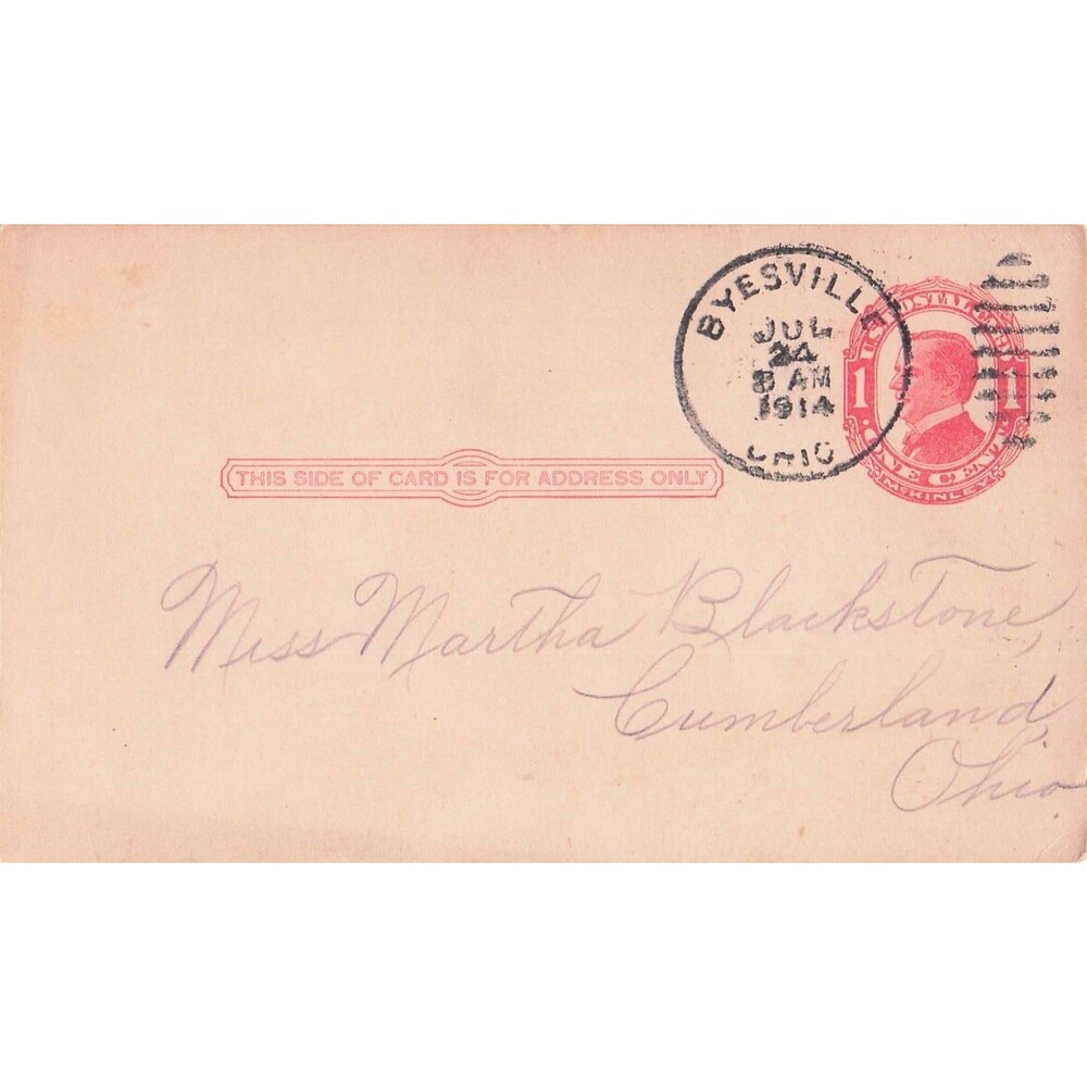 1914 Handwritten Postcard Letter Byesville Ohio to Cumberland MD Nose Surgery